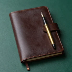 Executive Leather & Gold Desk Set