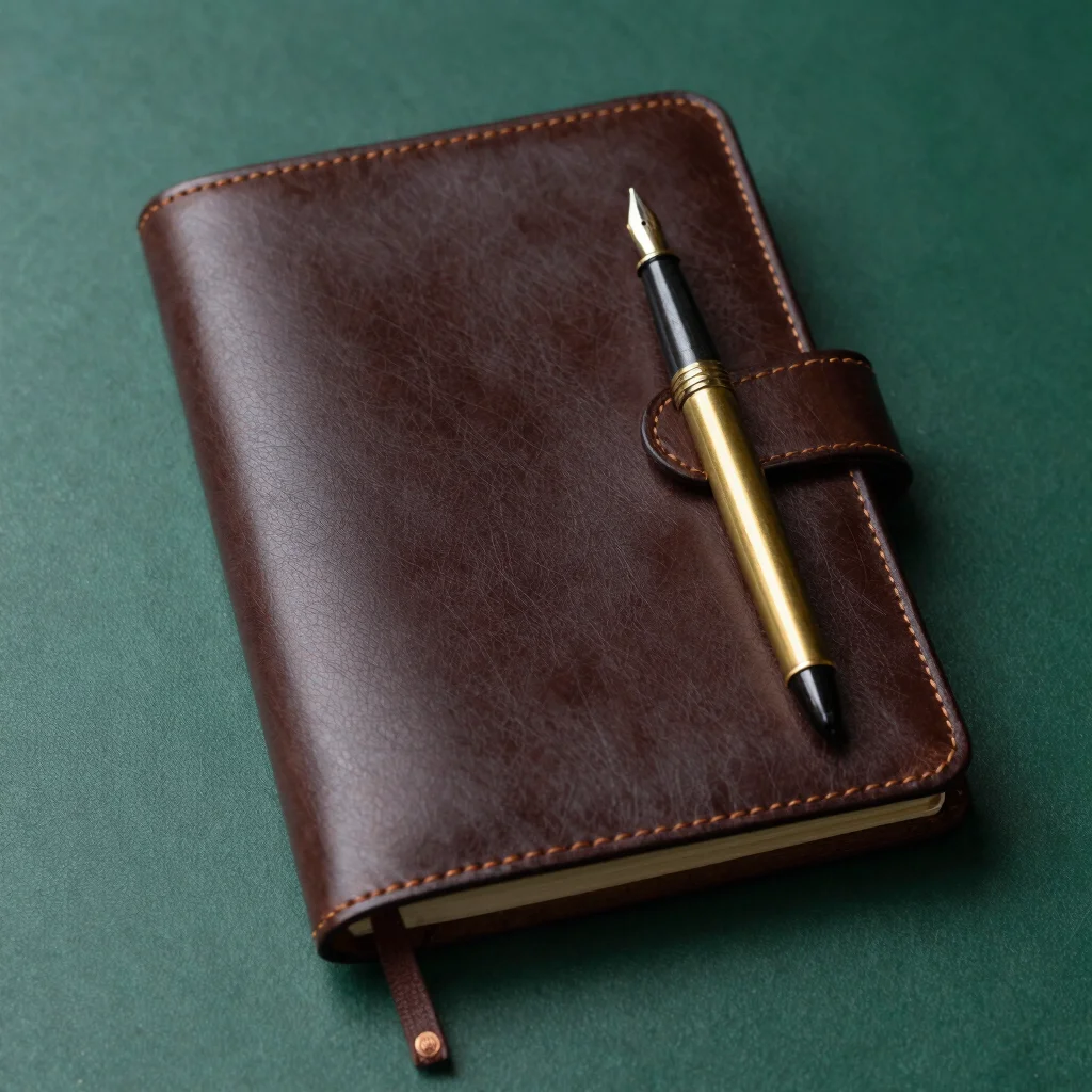 Executive Leather & Gold Desk Set